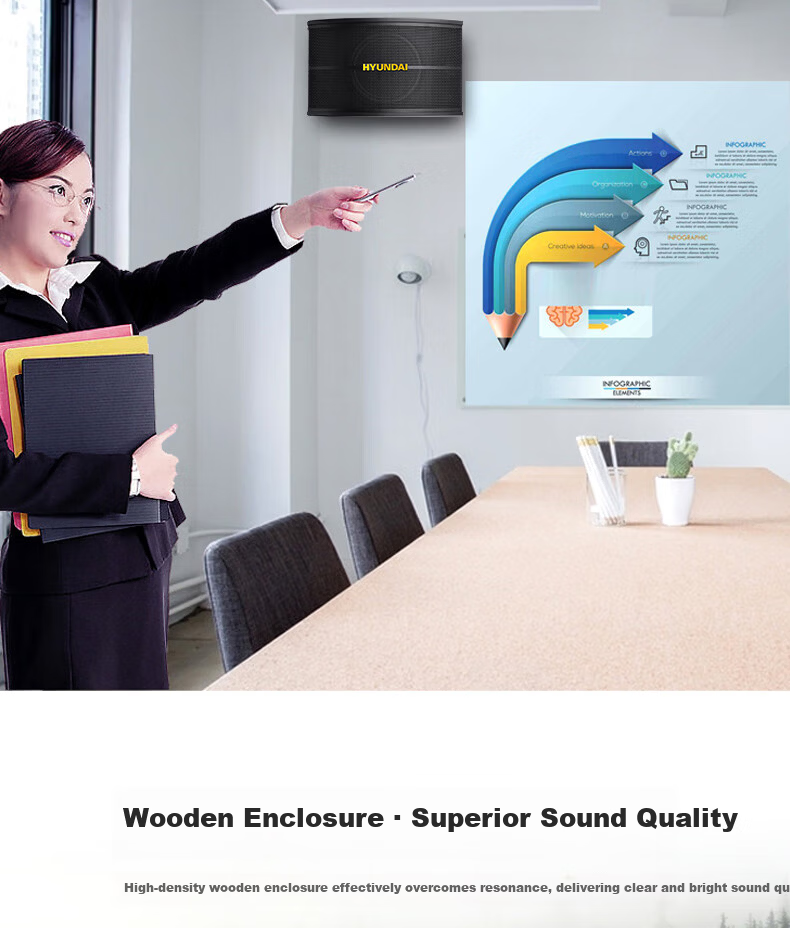 HYUNDAI Professional 10-Inch Card Holder Home Theater KTV Speaker Home Combo Professional Entertainment Karaoke Meeting Stage Equipment Vertical Speaker 5
