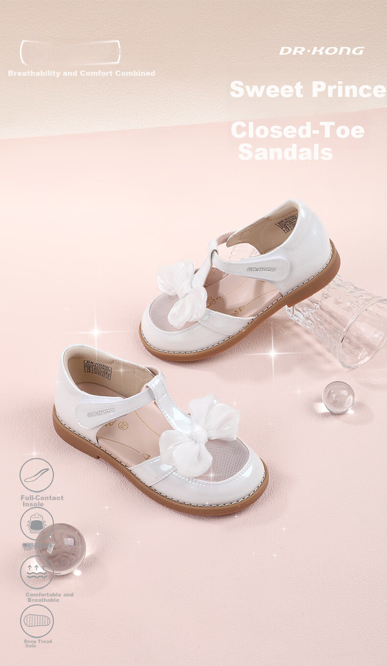 DR·KONG Full Contact Summer Breathable Princess Sandals for Girls 2S10A2106AW White Size 30 1