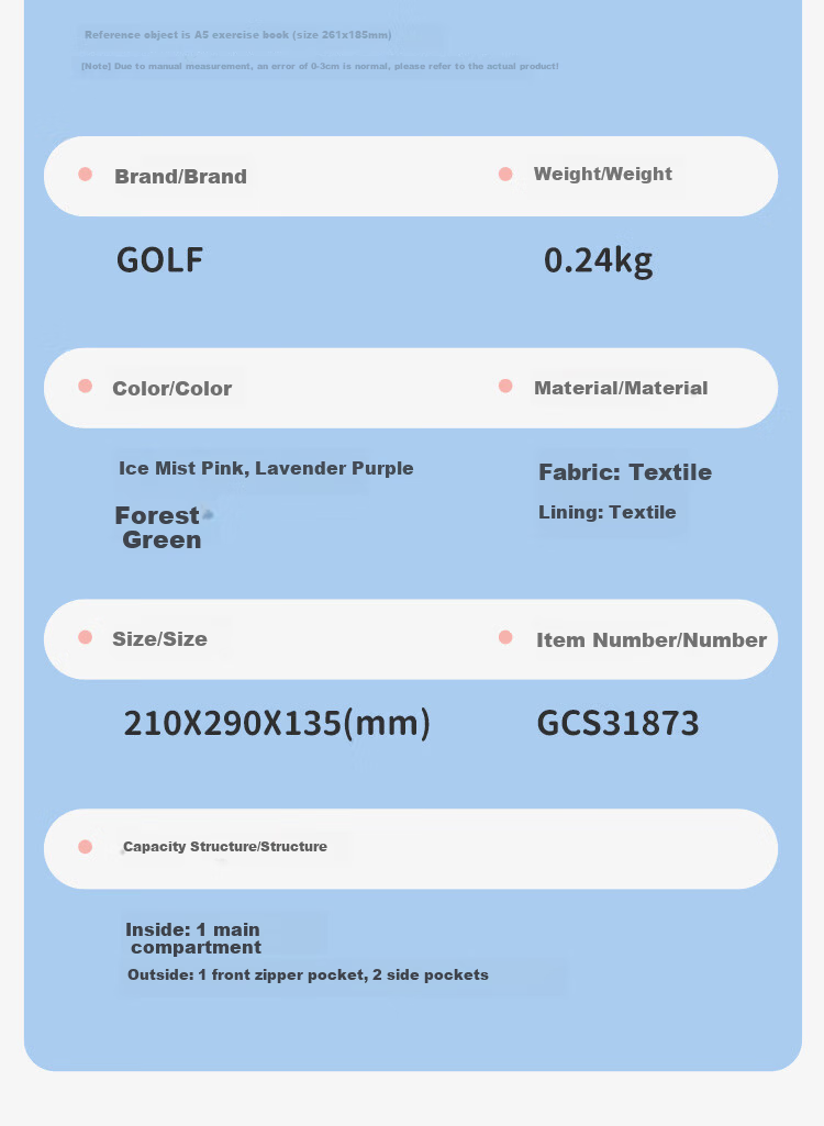 GOLF Kids Lightweight Breathable Kindergarten Backpack Outdoor Travel School Bag for Boys and Girls Parent-Child Backpack 18