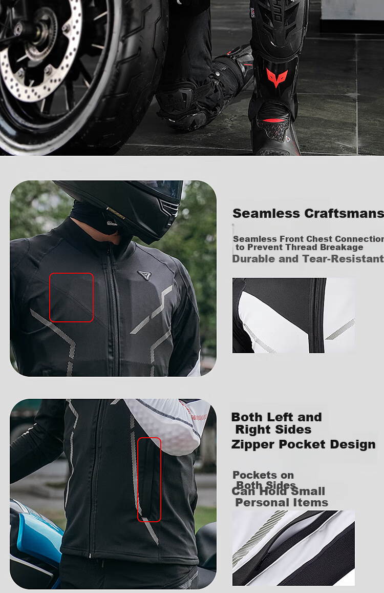 Duhan Wind Rider Motorcycle Riding Armor Jacket Unisex Breathable Quick-Dry Motorbike Riding Gear Anti-Fall CE Protective Gear Four Seasons White 13