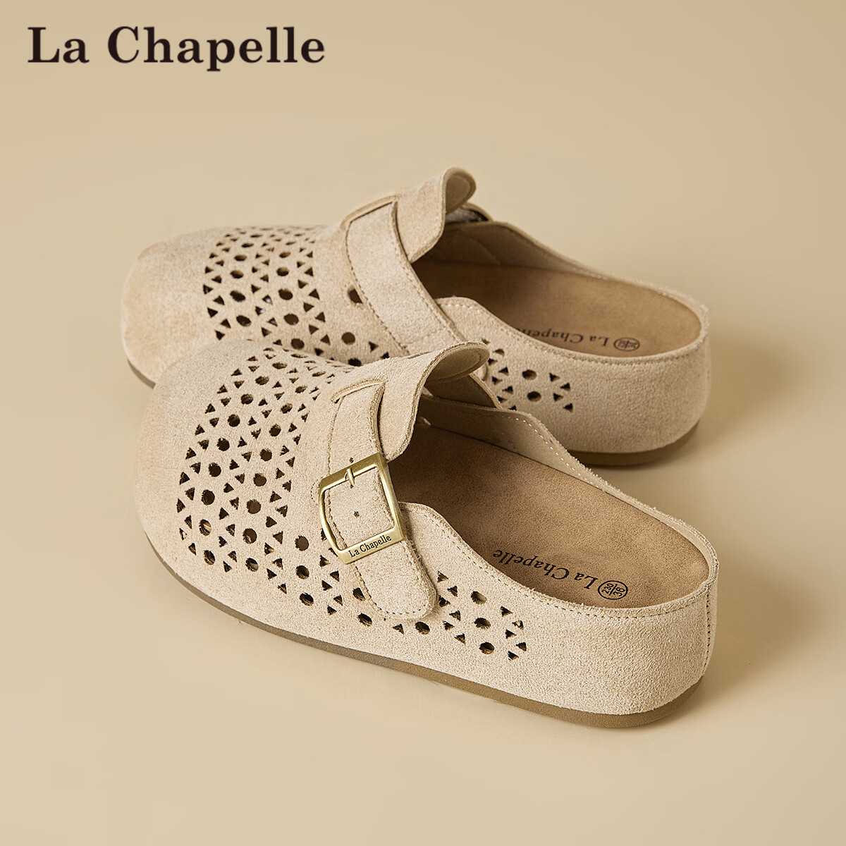 La Chapelle Women's Birkenstock Style Summer Hollow Breathable Soft Sole Retro Open Toe Slip-On Sandals XZX798 Beige Size 37