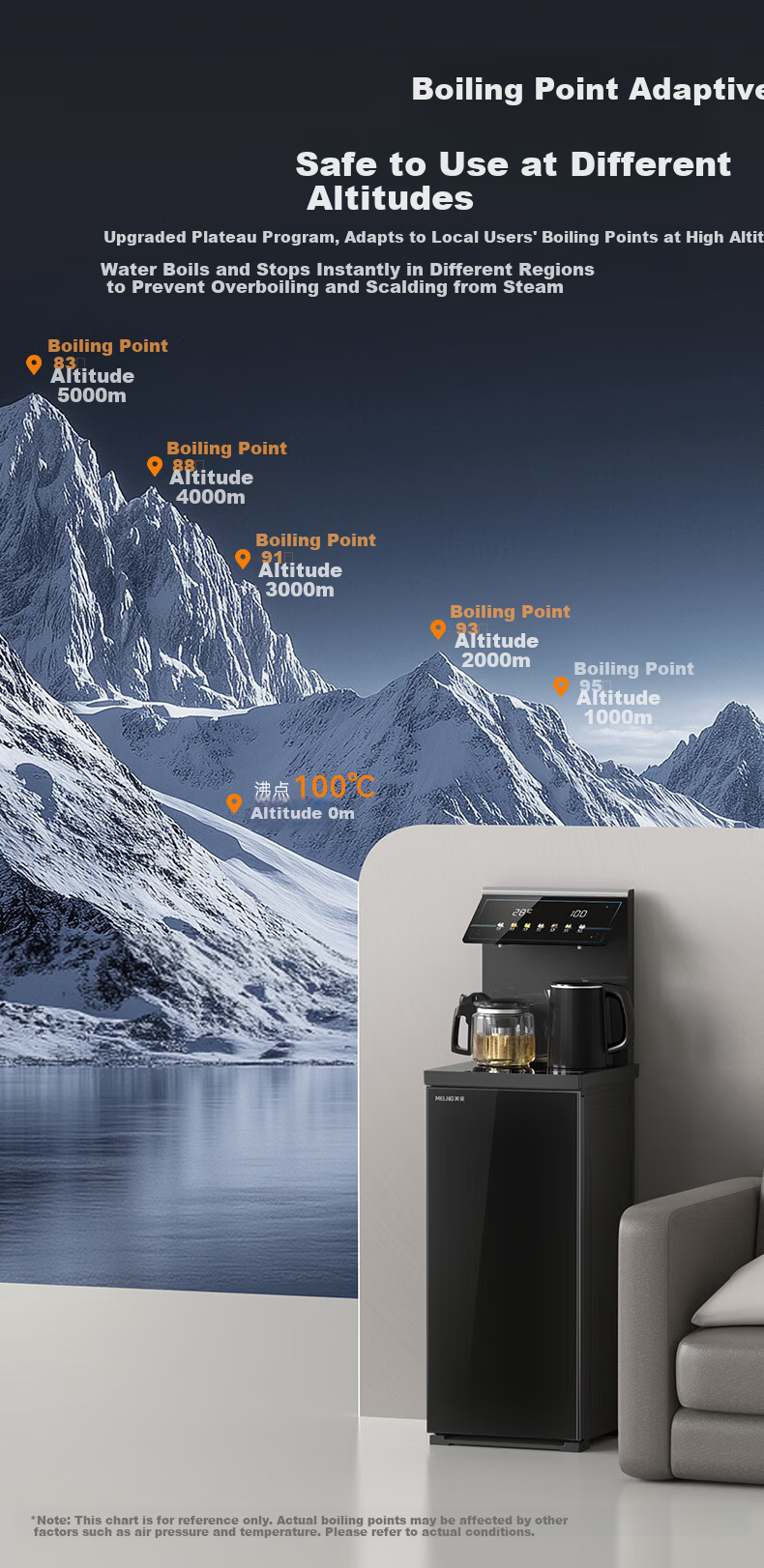 Meiling Tea Bar Machine Home Living Room Barrel Bottom Tea Bar Cabinet Intelligent Anti-Overflow Electric Kettle Office Standing Water Dispenser Sprinkler Tea Brewing MY-A151 Small Fountain MAX2.0 6