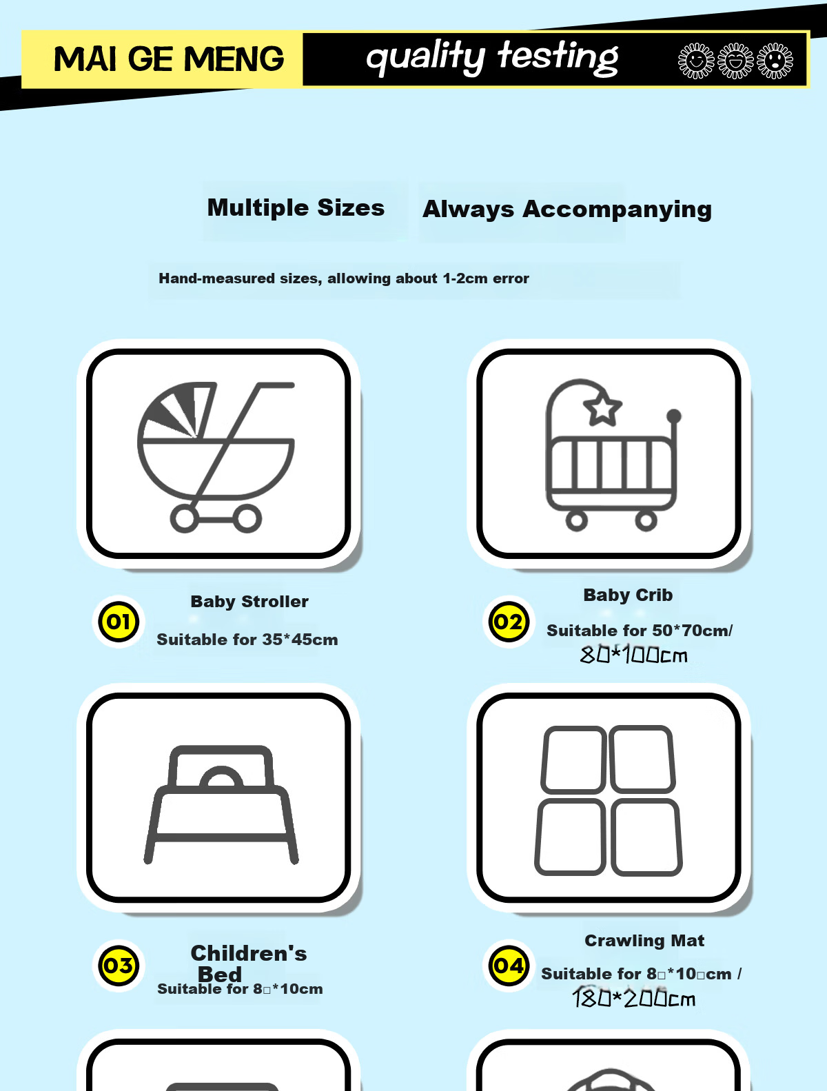 Magmorn Baby Waterproof Washable Large Antibacterial Leak-Proof Breathable Mattress Pad 80*100cm 12