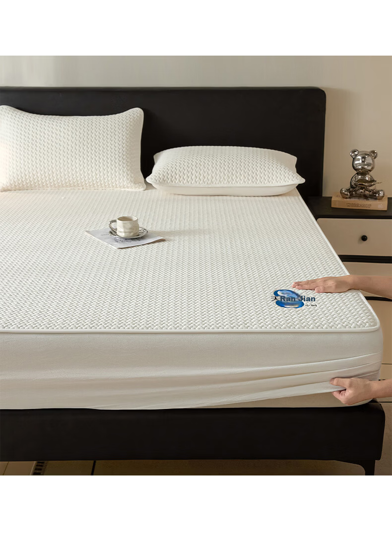 MUJI Cotton Quilted Waterproof Fitted Sheet Full Coverage 1.8x2m Class A Xinjiang Cotton Mattress Cover Single Piece 1