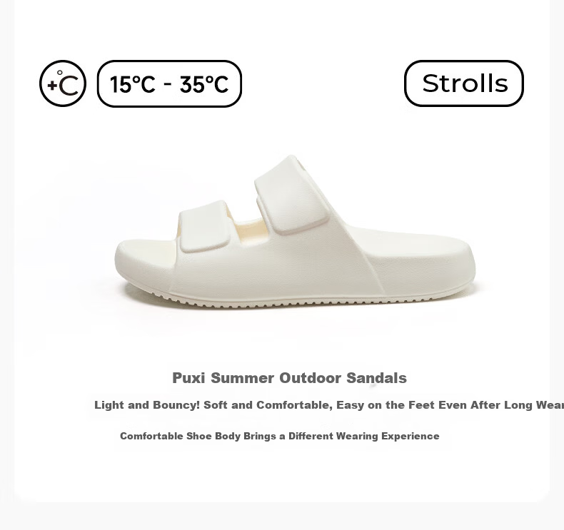 Puxi Women's Summer Outdoor EVA Slippers Soft Comfortable Non-Slip Odor-Resistant Couple Flip Flops White Size 36-37 2