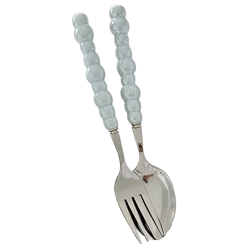 Corn 304 Stainless Steel Fork and Spoon Cream Style Household Ceramic Handle High Aesthetic Soup Spoon Universal Fork for Children and Adults