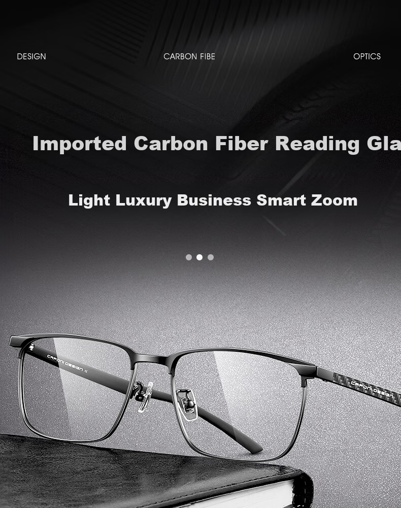 CAPONI Men's Reading Glasses Imported Multifocal Genuine High-end Carbon Fiber Auto Zoom HD Blue Light Blocking Presbyopia Glasses 2