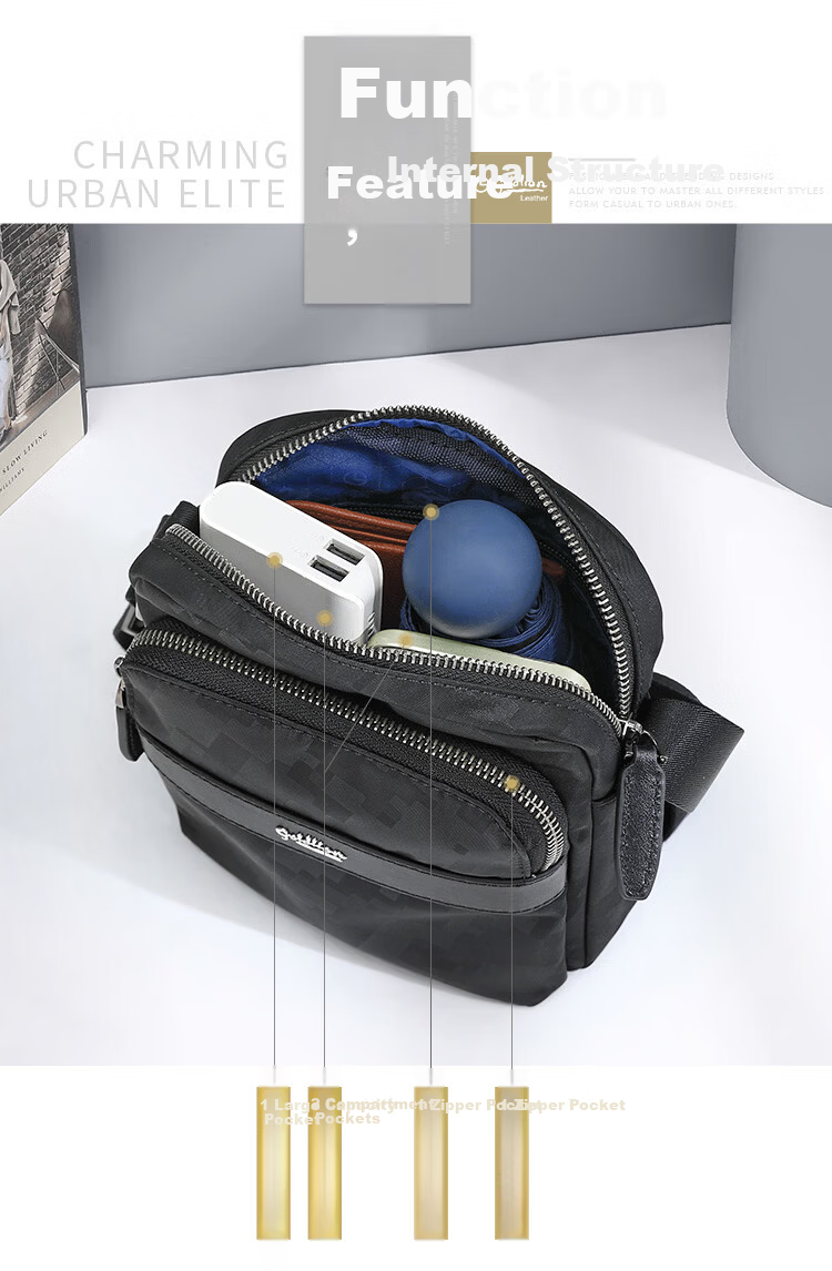 Goldlion Vertical Shoulder Bag Small Crossbody Bag Large Capacity Lightweight Durable Fabric Men's Bag New Year Gift 7