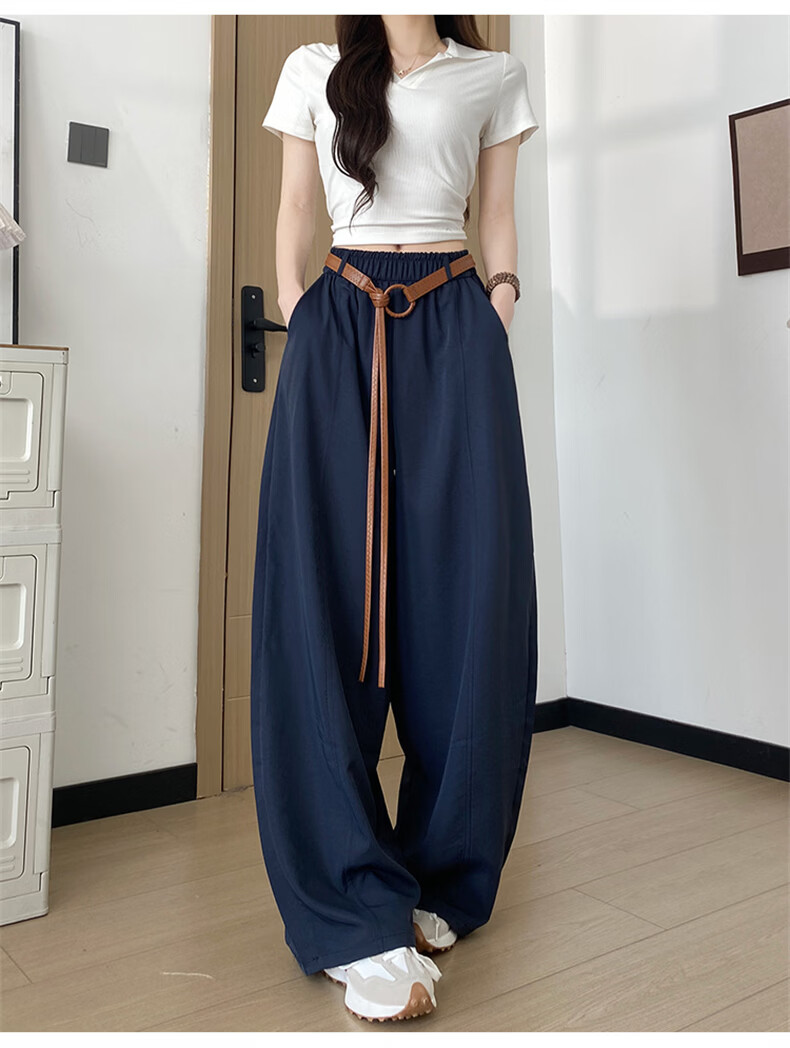 Langsha White Curved Blade Pants Women Summer 2026 New Quick-Dry High-Waist Draped Loose Thin Casual Yamamoto Wide-Leg Pants 16
