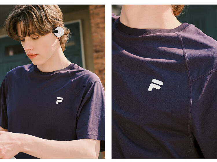 FILA Official Trendy Couple Knitted Dopamine Short Sleeve T-Shirt 26 Summer Quick-Dry Sports Tee 36