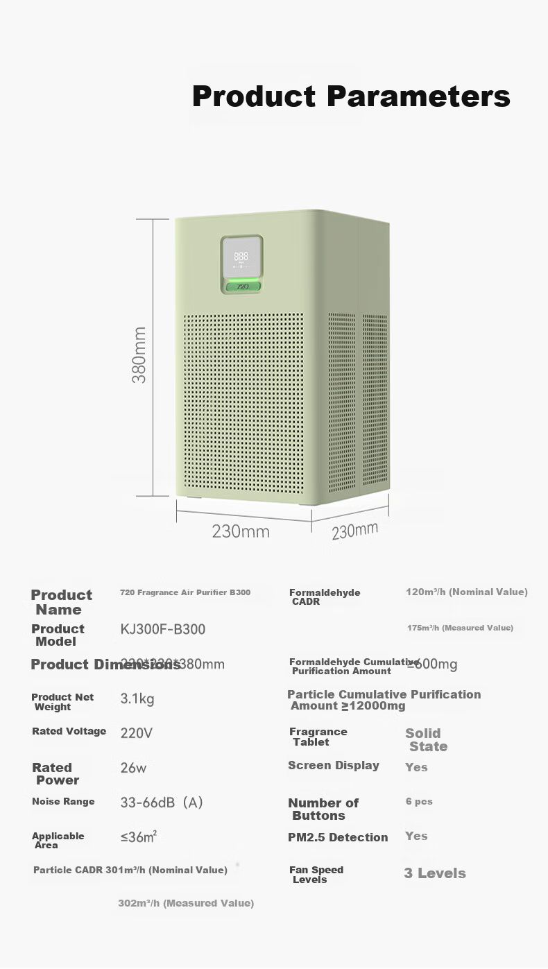 720 Fragrance Air Purifier B300 Cloud Blue Bedroom Small Space Aromatherapy Deodorizer Long-lasting Freshness Formaldehyde PM2.5 Pet Odor Baby Safe Desktop Purifier National Subsidy 13