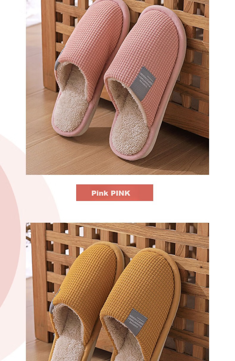 Huamei Jianbu Japanese Style Soft Minimalist Couple Cotton Slippers Autumn Winter Indoor Warm Soft Sole Cotton Shoes Men HM001 Gray Size 40-41 7
