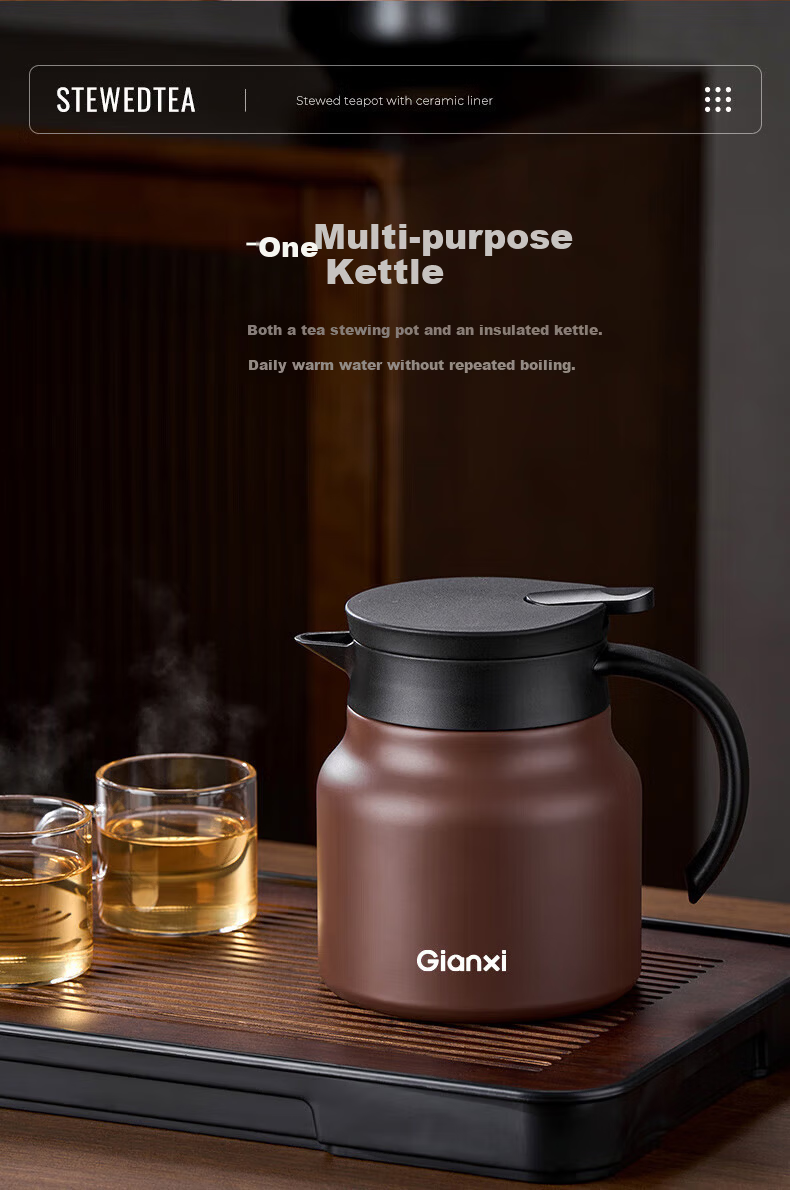TIANXI Stainless Steel Large Capacity Insulated Tea Brewing Pot with Filter for White Tea and Steeping 18