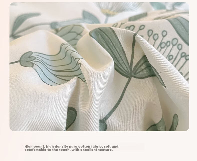 Hongdou 100% Cotton Quilt Cover Single Student Dormitory Cotton Quilt Case Single Full Cotton Quilt Core Cover 200*230cm Floral Cluster 12