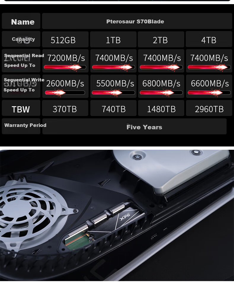 ADATA 1TB SSD M.2 NVMe PCIe 4.0 x4 XPG S70B Compatible with PS5 Deepseek Hardware 12