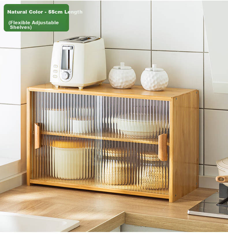 Lao Zhu Craftsman Kitchen Countertop Storage Rack Cup Holder Multi-layer Desktop Organizer Spice Rack Cabinet 55cm Length 20