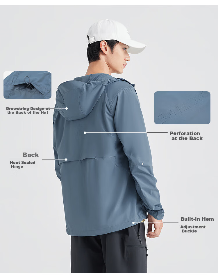 Pioneer Camp Zhuque Sun Protection Jacket for Men, Summer Outdoor Lightweight Sun Protection Clothing, Loose-Fitting Hooded Coat for Men, UV-Resistant Skin Coat 4