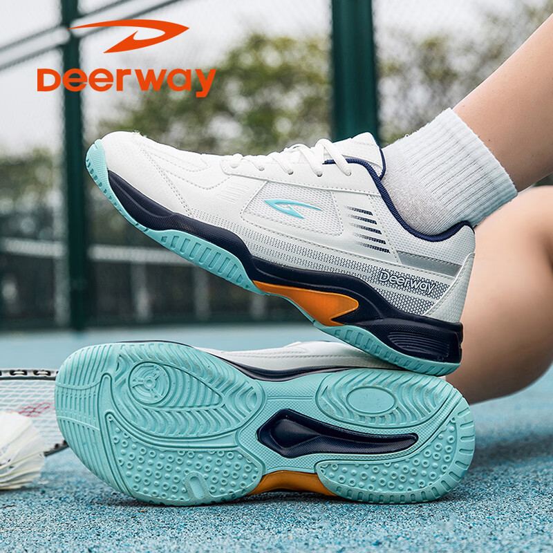 Delhui Badminton Shoes Unisex Student Professional Competition Breathable Durable Non-slip Training Sports Shoes Gray Blue Size 39