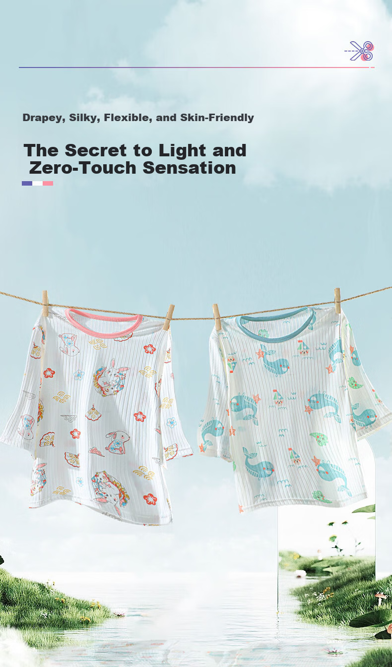 Langsha Children's Pajamas Boys Girls Summer Thin Baby Homewear Set Big Kids 3/4 Sleeve Air Conditioning Clothes 140 8