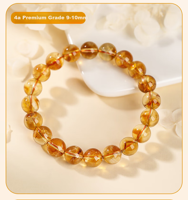 Jinshiling Yellow Crystal Bracelet Unisex Citrine Crystal Beads Wealth and Luck Charm Birthday Gift 13
