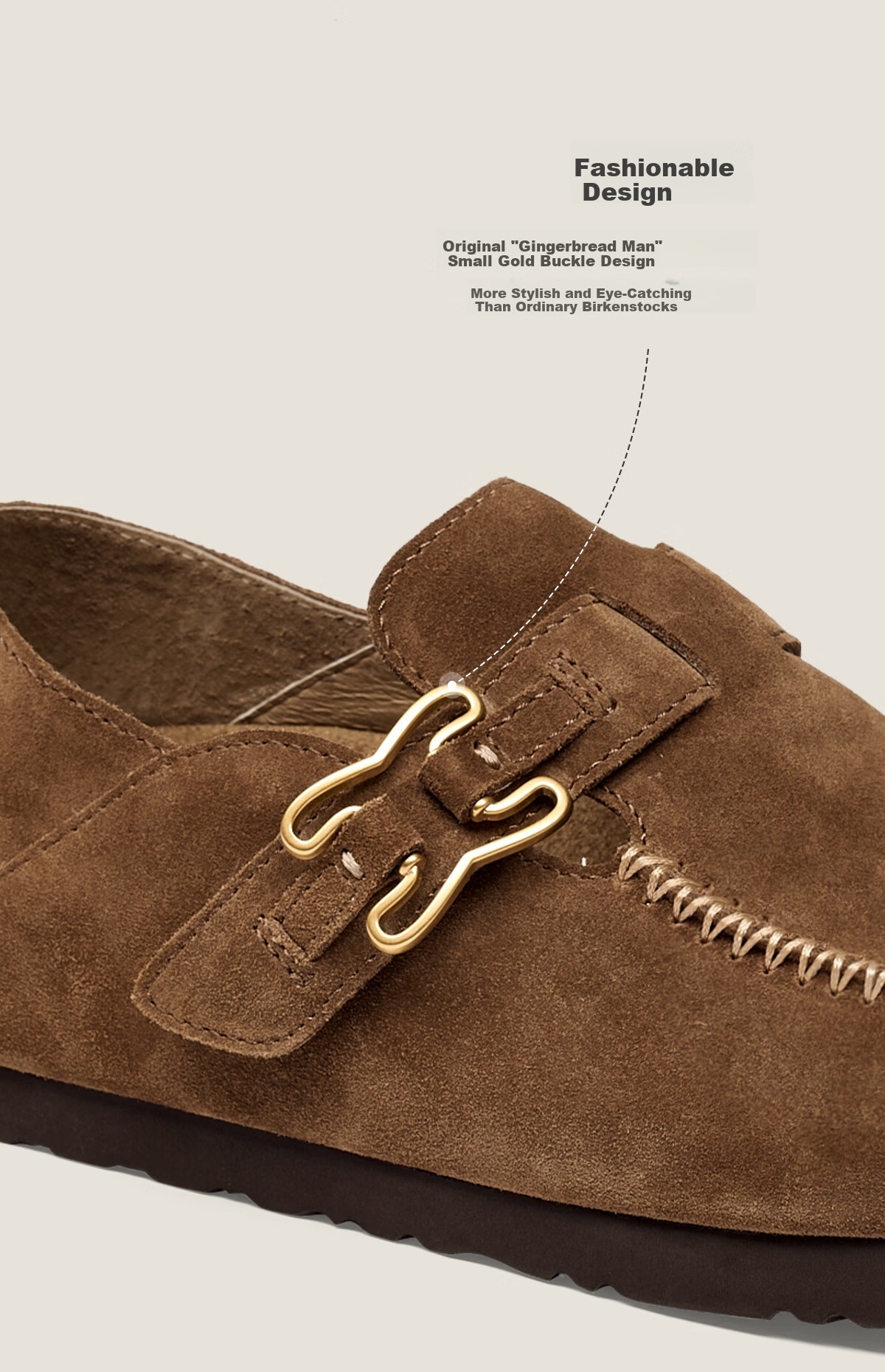 Sasa Su [Celebrity Style] Spring Summer New Coffee Bagel Two-Wear Half-Slip Birkenstock Elevated Loafers for Women 6