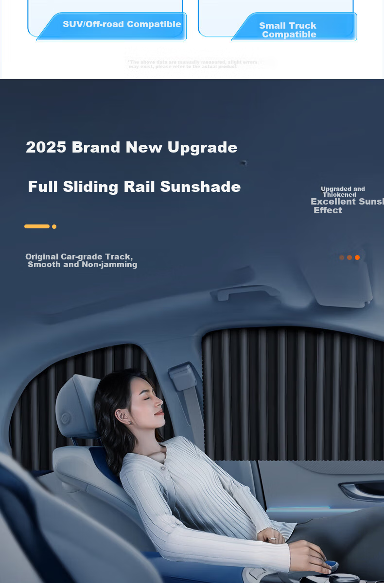 Jiabalan Car Sunshade Set of 4 - Magnetic Side Window Sunshade, Heat Insulation, Mosquito Protection, Privacy, Automatic Retractable Sunshade Curtain 7