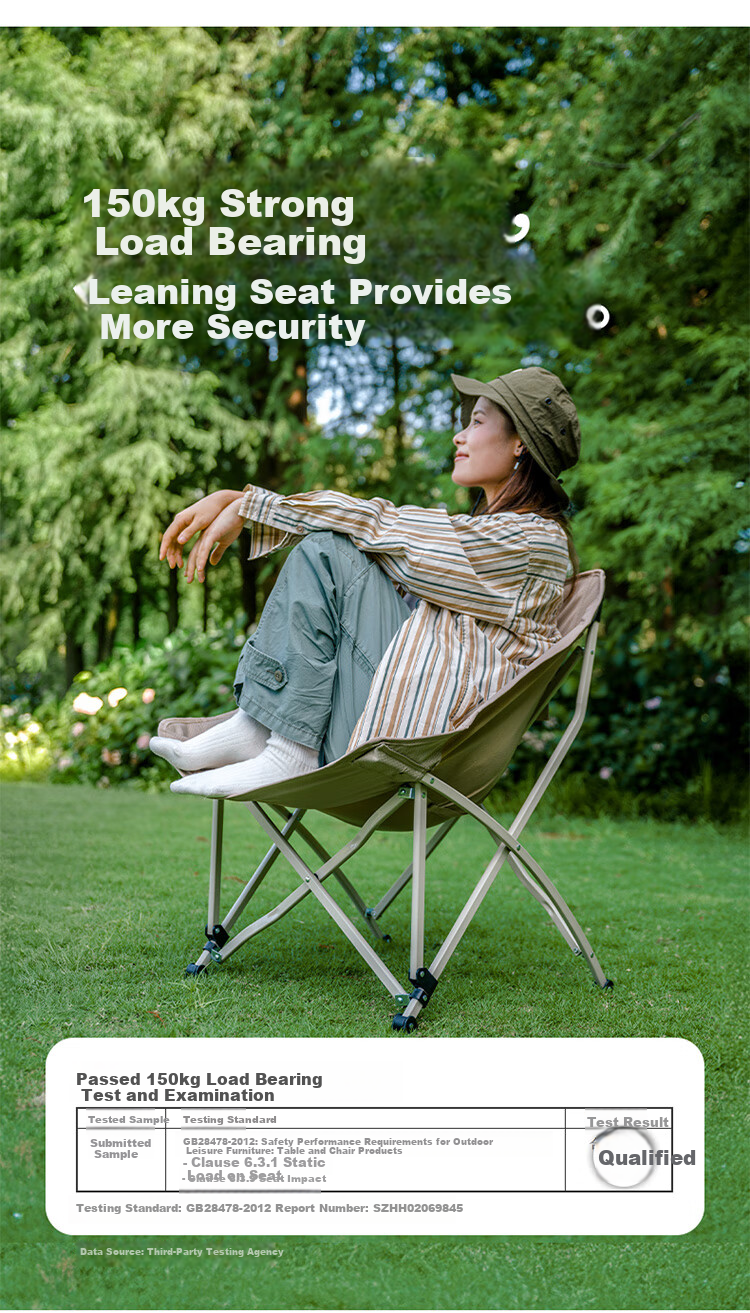 Naturehike Moon Chair Outdoor Camping Folding Chair Fishing Sketching Large Comfortable Portable All-Terrain Chair Black 5