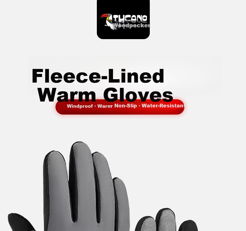 Woodpecker Winter Cycling Gloves Unisex Outdoor Touchscreen Waterproof Windproof Warm Fleece Lined Sports Gloves for Motorcycle and Electric Bike 1