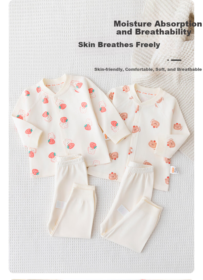 Babyprints Baby Homewear Set Unisex Infant Top and Pants 2-Piece Soft Cotton Underwear Four Seasons Rabbit 80 2
