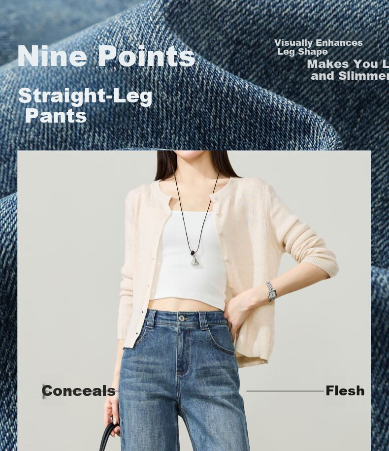 ESE-Y Women's 9/10 Straight-Leg Jeans 2026 Spring New Fashion Petite Slim Fit Denim Pants Dark Blue 29 1