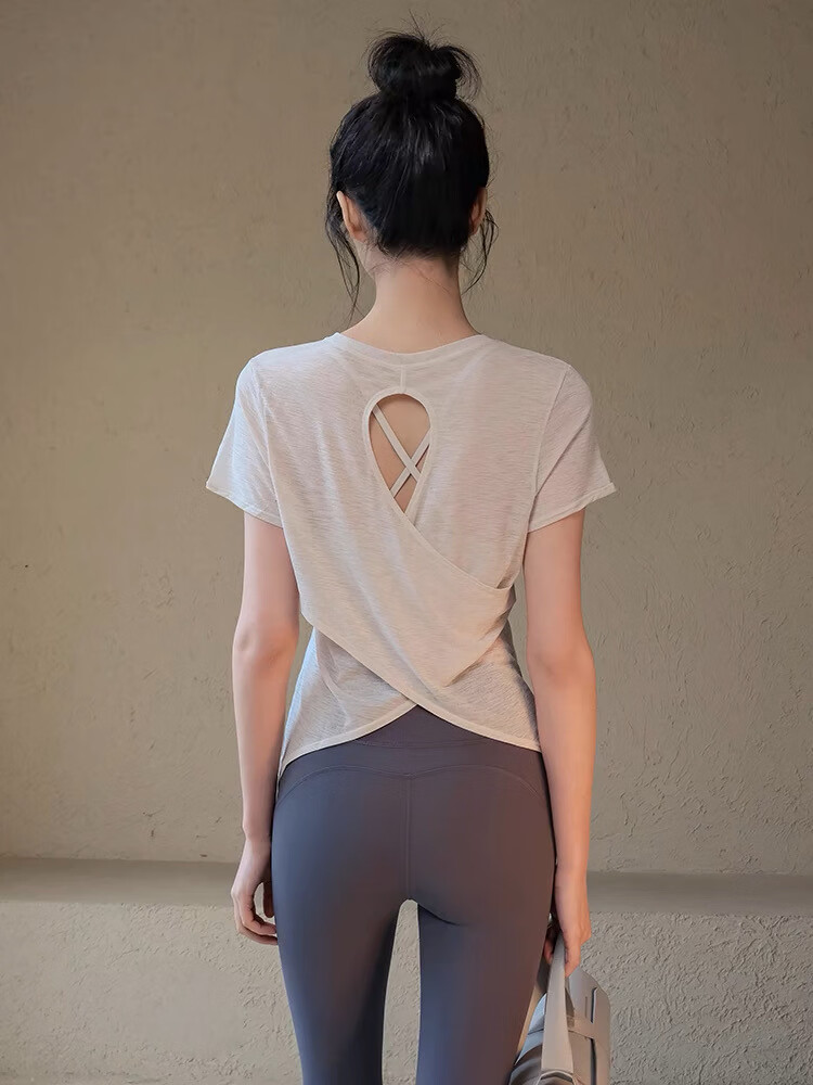 Borui Women's Lingerie Beautiful Back Mesh Fitness Yoga Running Sports T-Shirt Pilates Training Top 14