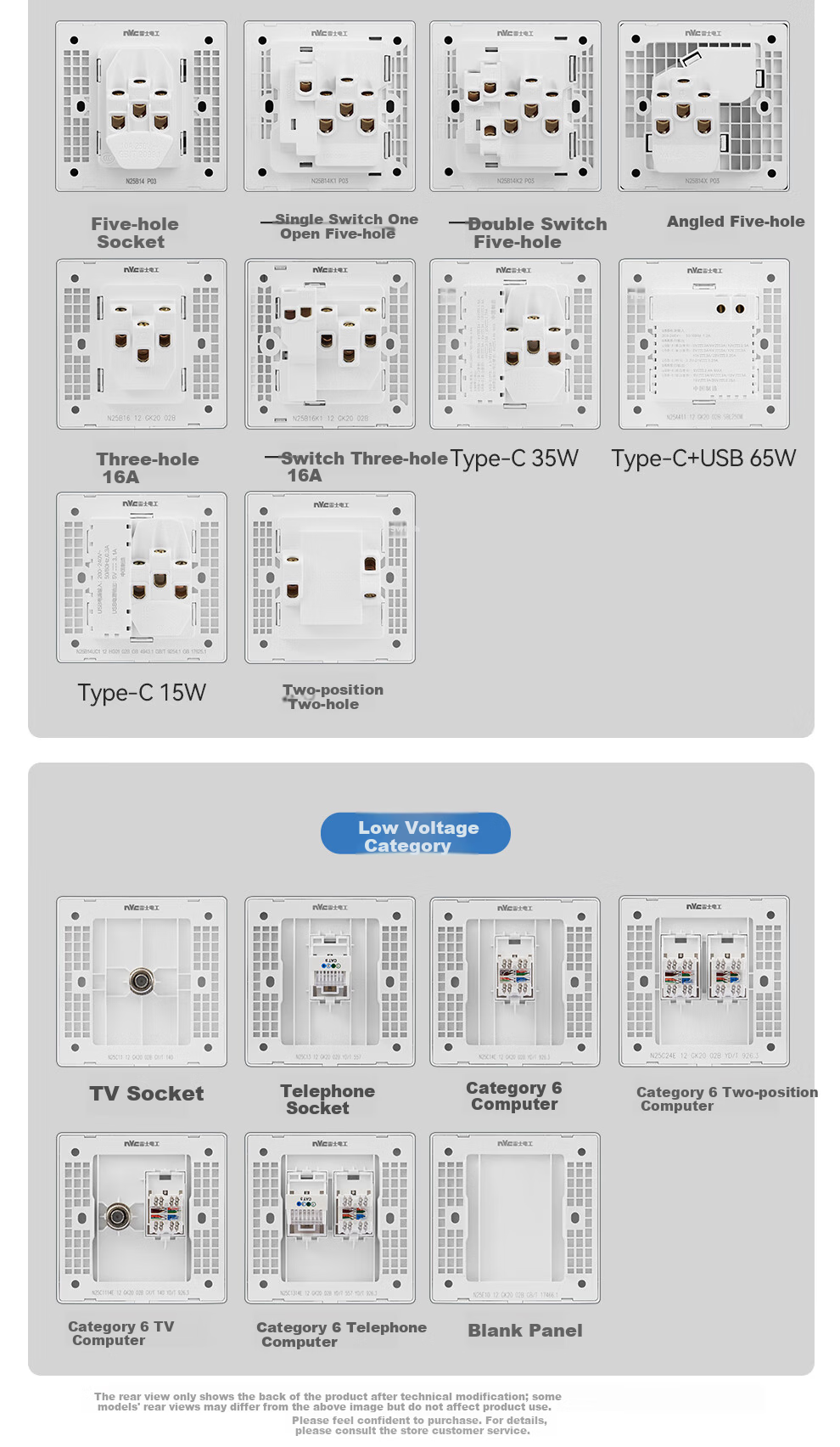 NVCleishidiangong Switch Socket, Two-Way Single Control 86-Type Concealed Wall Switch Panel, N25 Misty Gray 23