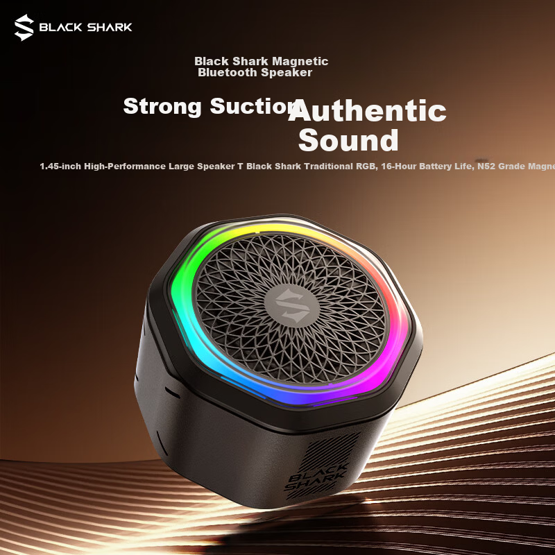 Black Shark Portable Bluetooth Speaker Magnetic Wireless Desktop Outdoor Sports Waterproof Mini Speaker with Phone Stand Compatible with iPhone 17