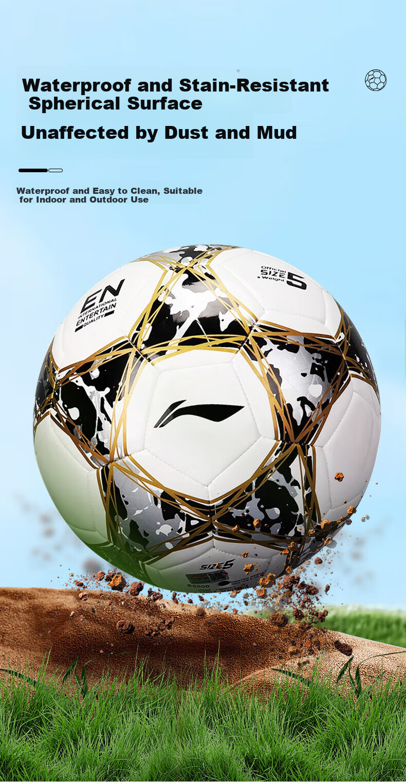 LI-NING Football Size 5 Match and Training Standard Ball for Junior High School Entrance Exam, Adult Durable Size 5 Football 9