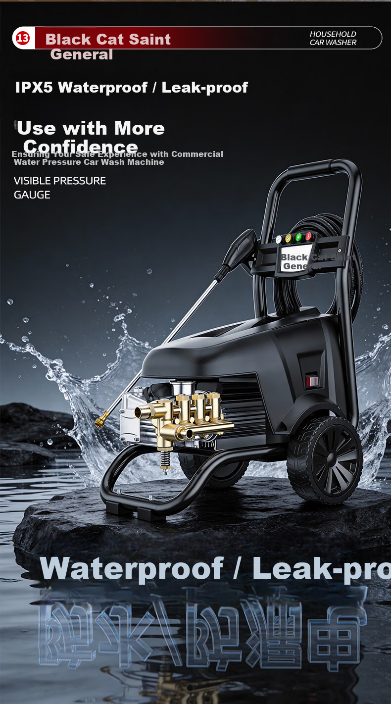 Black Cat Saint Commercial Car Washer High-Pressure Cleaning Machine High Power Farm Car Wash Water Gun 220V Car Wash Shop Brush Pump 90 7