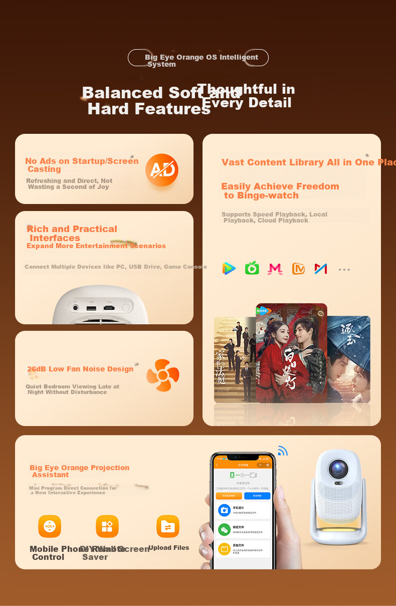 Dayancheng C3 Max Dream Cabin [850CVIA] [TOF Focus], High-Brightness Gimbal Projector, Home Ultra-High Definition Bedroom Portable Projector, High-Definition Smart Home Theater 19