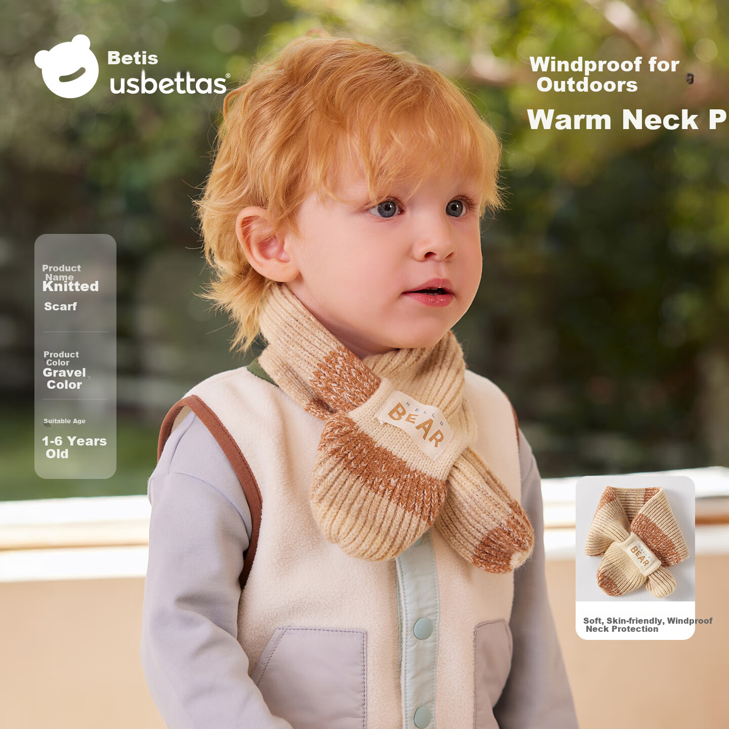 Beitais Children's Scarf 2025 New Boys Girls Outdoor Autumn Winter Windproof Warm Baby Knitted Scarf