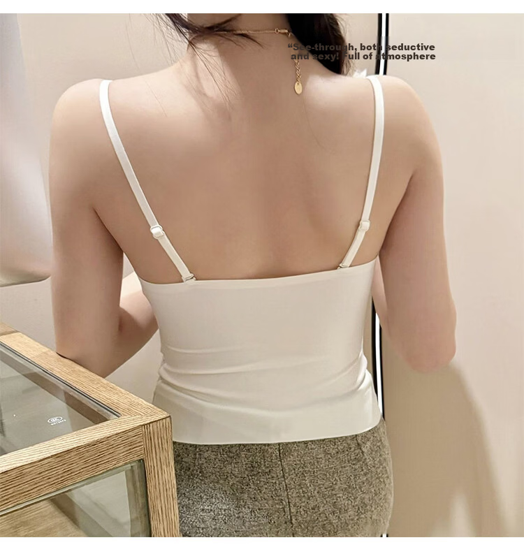 Tingmei French Lace Camisole Women's Spring Summer Backless Bra Padded Slim Fit Tank Top 5