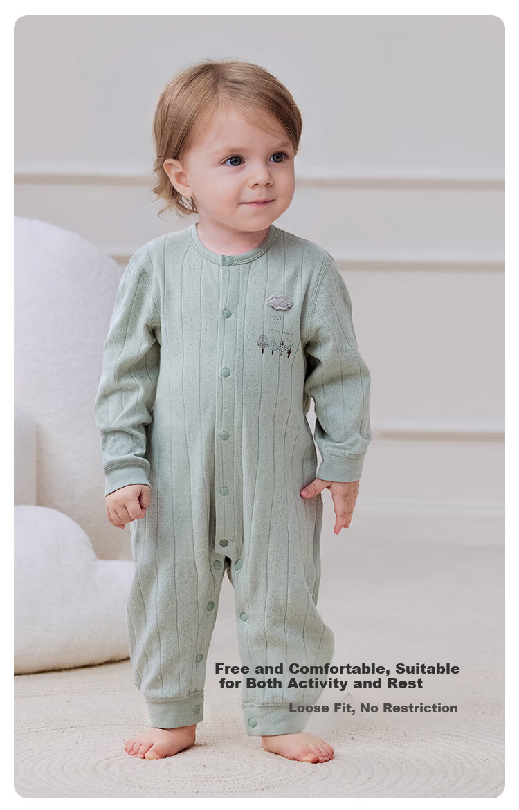 Babylove Baby Romper Spring and Autumn Unisex A-Class Pure Cotton Long Sleeve Jumpsuit Double-Layer Jacquard Breathable Crawling Suit 5