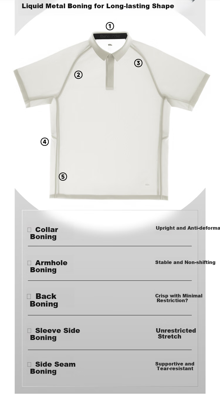 Beneunder Men's Polo Shirt Sweat-Resistant Breathable 5A Antibacterial Short Sleeve T-Shirt DR019 Dark Black M 10