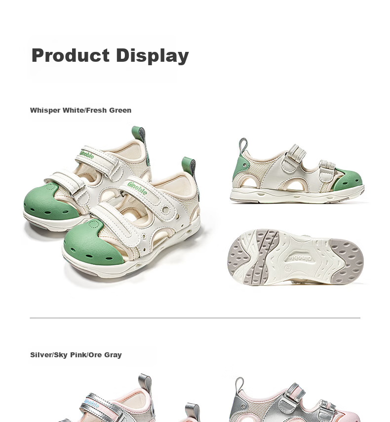 Ginoble Kids Toddler Walking Shoes 1-5 Years Boys Girls Summer 2026 Breathable Sandals GW1877 Whisper White 7