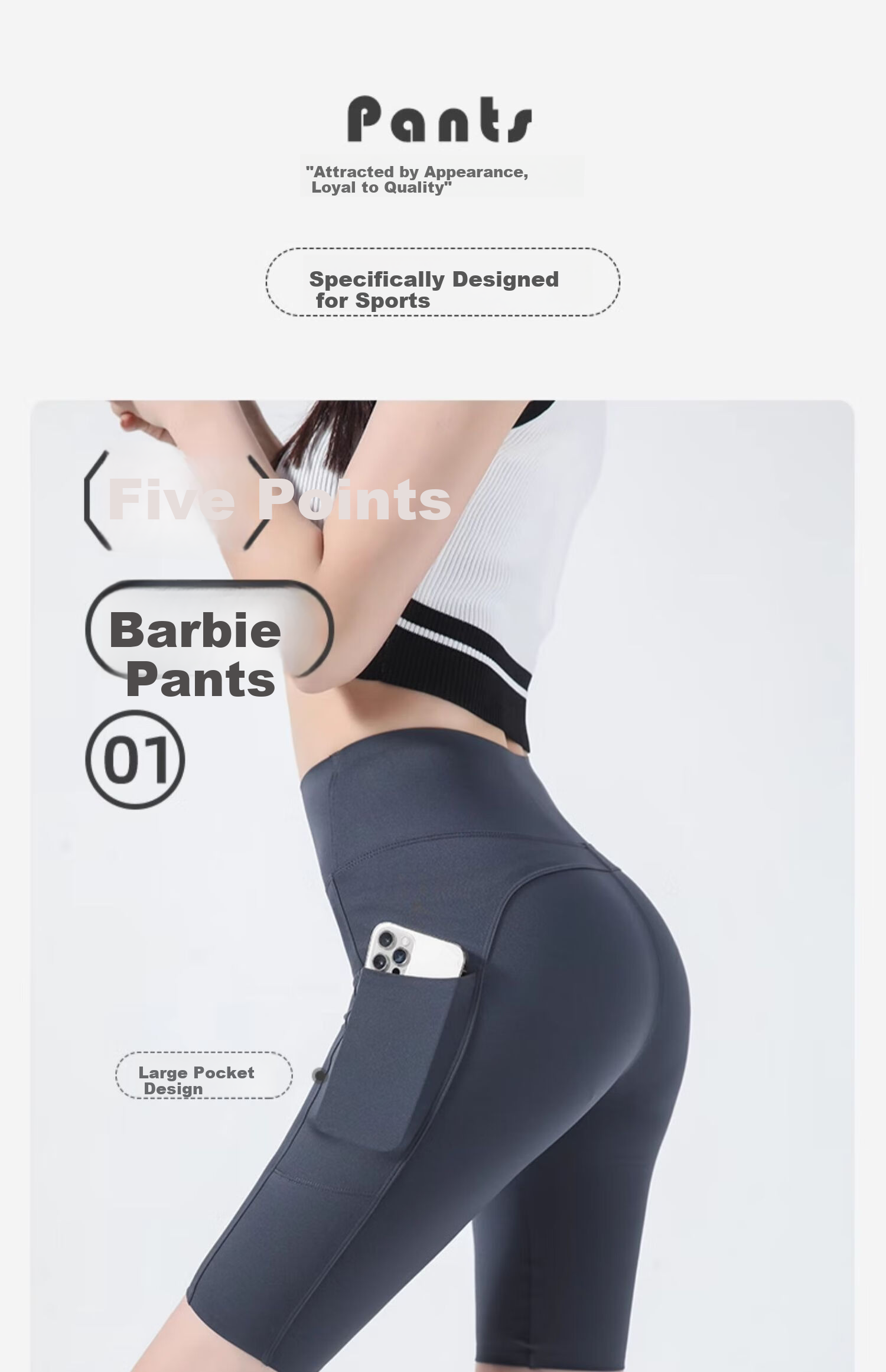 Miiow Women's Five-Point Pocket Shark Shorts Summer Thin High-Waist Tummy Control Hip-Lifting Cycling Yoga Leggings Shorts 2