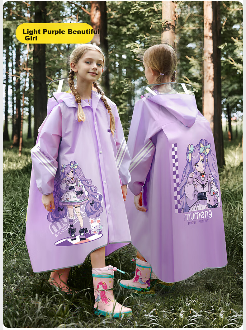 Moremerry Children's Raincoat for Boys And Girls, Full-Body Waterproof Poncho for Primary And Secondary School Students, Navy Blue Mecha Design, Size 4XL 33