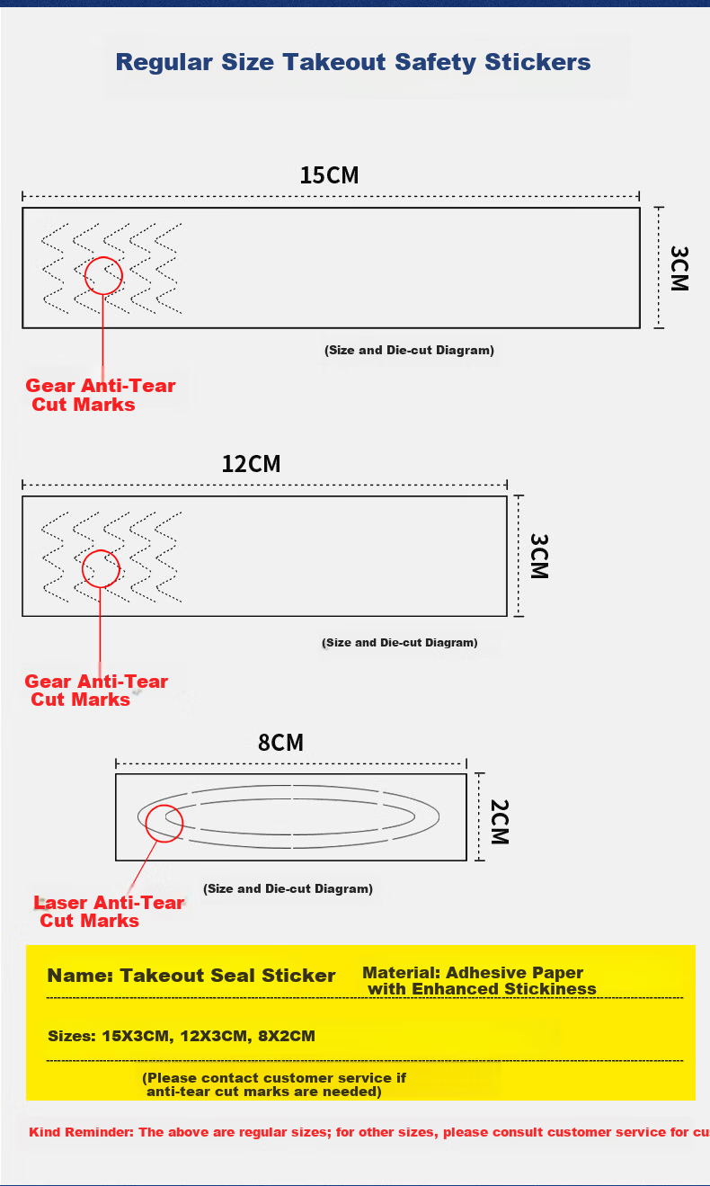 Jufu Takeout Seal Stickers 80x20mm, 1000pcs Packaging Bag Box Food Safety Sealing Tape Strips 2