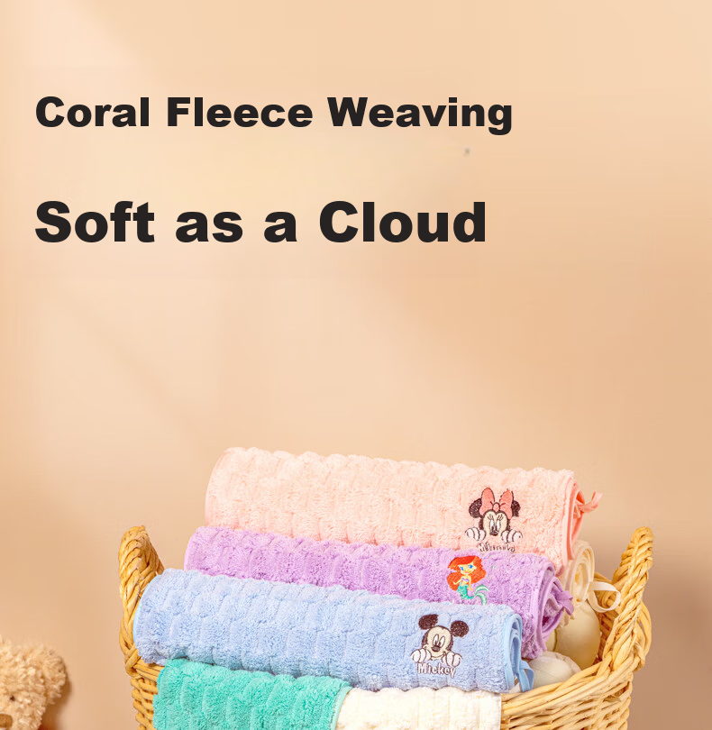 Disney Kids Towel for Ages 6-12, Large Baby Coral Fleece Soft Antibacterial Face Towels, 5-Pack Sports 2
