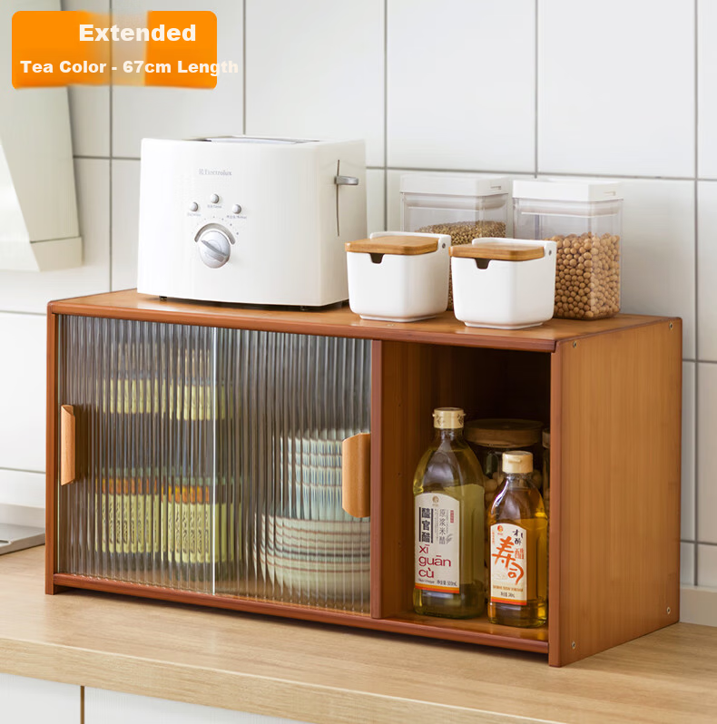 Lao Zhu Craftsman Kitchen Countertop Storage Rack Cup Holder Multi-layer Desktop Organizer Spice Rack Cabinet 55cm Length 23