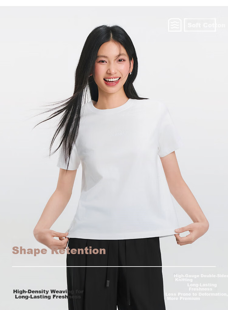 Semir Senrou Women's Summer Short Sleeve T-Shirt Letter Print Slim Fit Basic Simple Pullover Top 101325100017 10