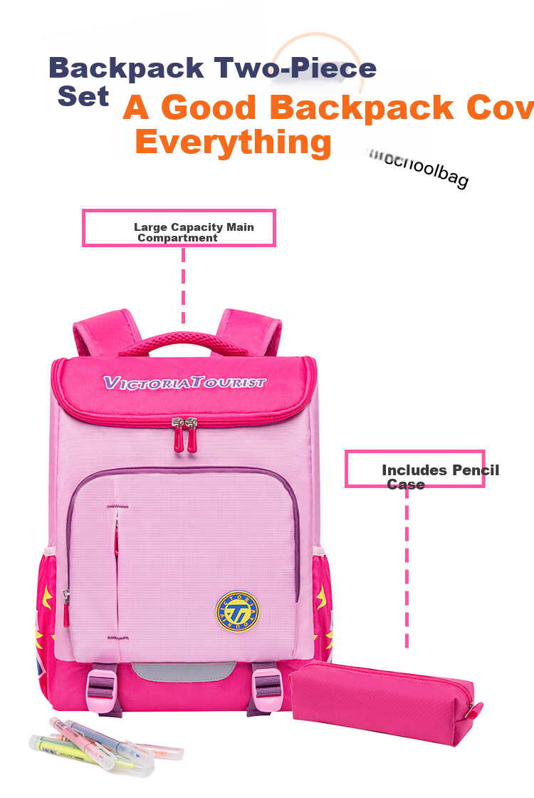 VICTORIATOURIST Lightweight Middle School Girls Backpack High Capacity Stylish 3-6 Grade Student School Bag 10