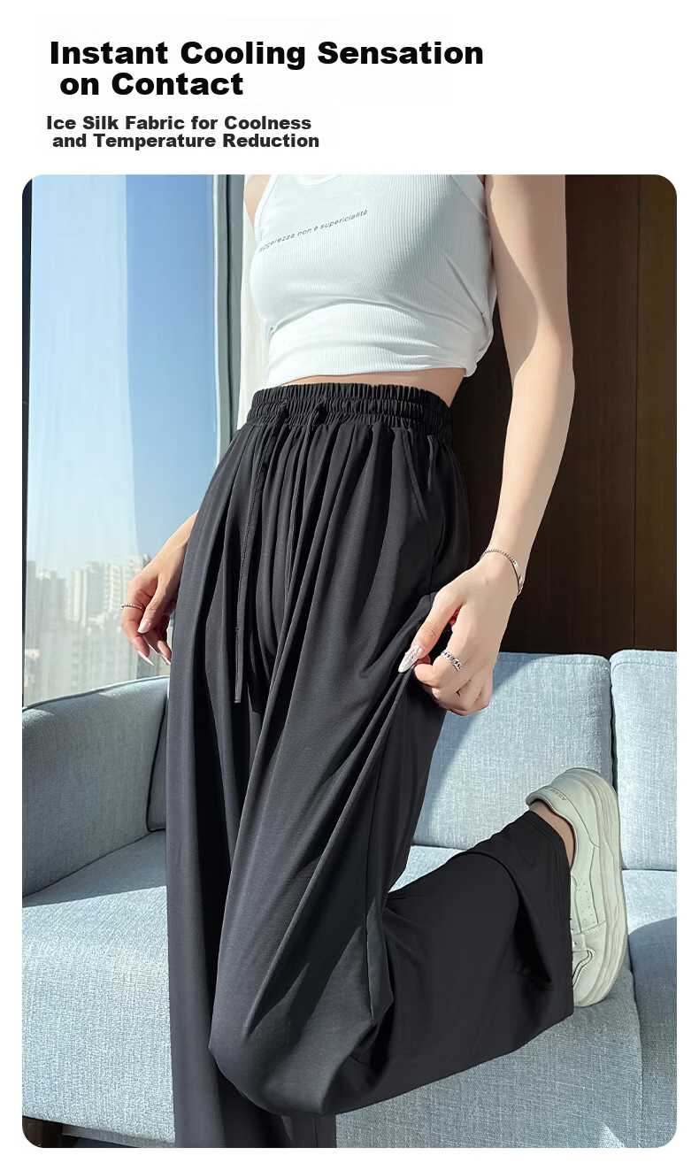 Baleno S&K UPF50+ Women's Sunscreen Pants 2026 Summer New Ice Cool Breathable High Waist Straight Slim Casual Pants 7
