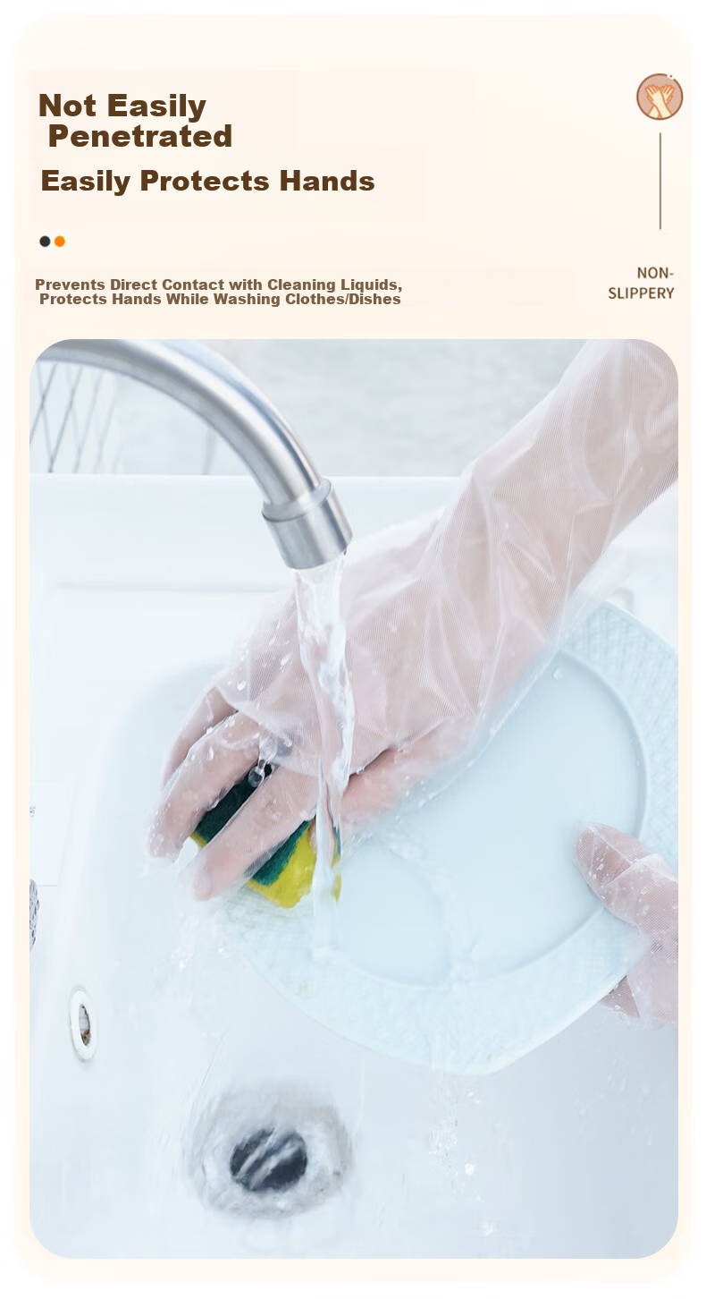 Jiansi Disposable Gloves POE 200pcs One Size Food Grade Kitchen Catering Beauty Household Cleaning Waterproof Dishwashing Gloves 5